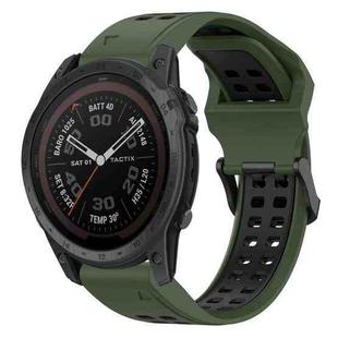 For Garmin Tactix 7 Pro 26mm Two-Color Reverse Buckle Silicone Watch Band(Army Green+Black)