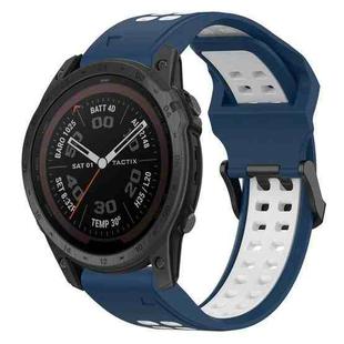 For Garmin Tactix 7 Pro 26mm Two-Color Reverse Buckle Silicone Watch Band(Blue+White)