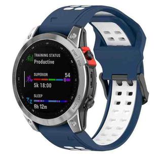 For Garmin Enduro 2 Two Color Reverse Buckle 26mm Silicone Watch Band(Blue+White)