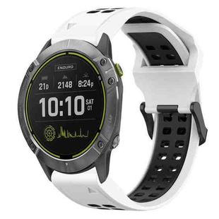 For Garmin Enduro 26mm Two-Color Reverse Buckle Silicone Watch Band(White+Black)