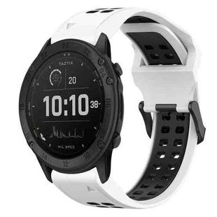 For Garmin Tactix Delta 26mm Two-Color Reverse Buckle Silicone Watch Band(White+Black)