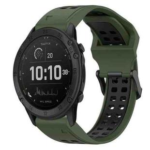 For Garmin Tactix Delta 26mm Two-Color Reverse Buckle Silicone Watch Band(Army Green+Black)