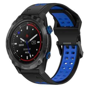 For Garmin Descent MK 2i 26mm Two-Color Reverse Buckle Silicone Watch Band(Black+Blue)