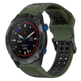 For Garmin Descent MK 2i 26mm Two-Color Reverse Buckle Silicone Watch Band(Army Green+Black)