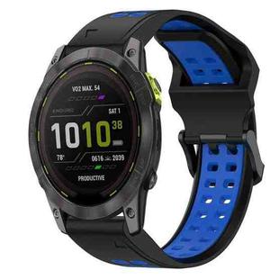 For Garmin Enduro 3 Two Color Reverse Buckle 26mm Silicone Watch Band(Black+Blue)