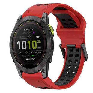 For Garmin Enduro 3 Two Color Reverse Buckle 26mm Silicone Watch Band(Red+Black)