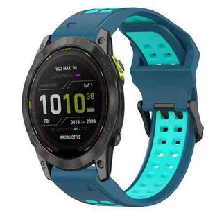 For Garmin Enduro 3 Two Color Reverse Buckle 26mm Silicone Watch Band(Blue+Water Duck)