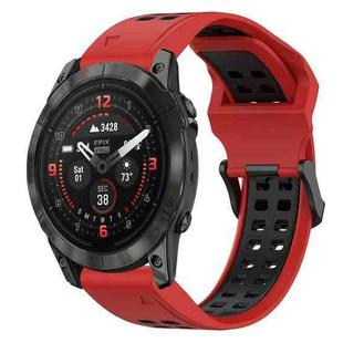 For Garmin Epix Pro 42mm 20mm Two-Color Reverse Buckle Silicone Watch Band(Red+Black)