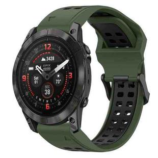 For Garmin Epix Pro 42mm 20mm Two-Color Reverse Buckle Silicone Watch Band(Army Green+Black)