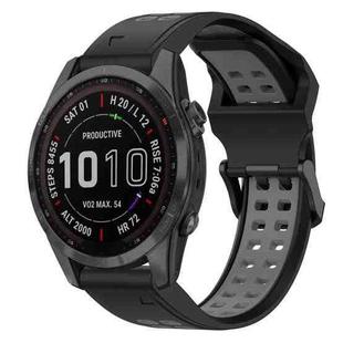 For Garmin Fenix 7S Sapphire Solar 20mm Two-Color Reverse Buckle Silicone Watch Band(Black+Grey)