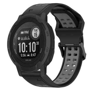 For Garmin Instinct 2S 20mm Two-Color Reverse Buckle Silicone Watch Band(Black+Grey)