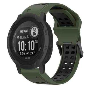 For Garmin Instinct 2S 20mm Two-Color Reverse Buckle Silicone Watch Band(Army Green+Black)