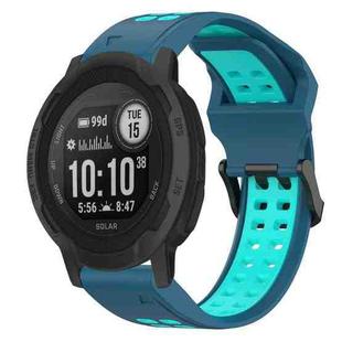For Garmin Instinct 2S 20mm Two-Color Reverse Buckle Silicone Watch Band(Blue+Teal)