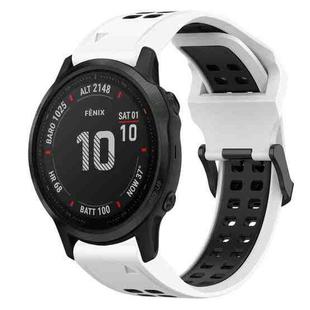 For Garmin Fenix 6S Pro 20mm Two-Color Reverse Buckle Silicone Watch Band(White+Black)