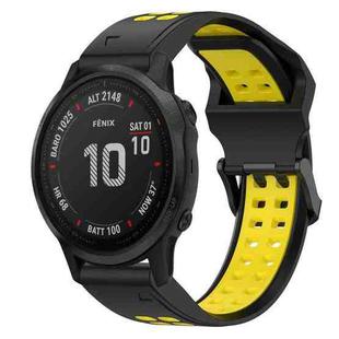 For Garmin Fenix 6S Pro 20mm Two-Color Reverse Buckle Silicone Watch Band(Black+Yellow)