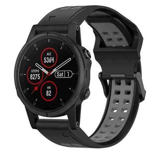 For Garmin Fenix 5S Plus 20mm Two-Color Reverse Buckle Silicone Watch Band(Black+Grey)
