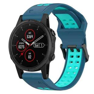 For Garmin Fenix 5S Plus 20mm Two-Color Reverse Buckle Silicone Watch Band(Blue+Teal)