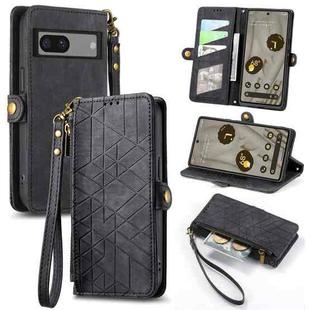 For Google Pixel 7 Geometric Zipper Wallet Side Buckle Leather Phone Case(Black)