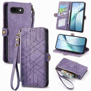 For Google Pixel 9a Geometric Zipper Wallet Side Buckle Leather Phone Case(Purple)