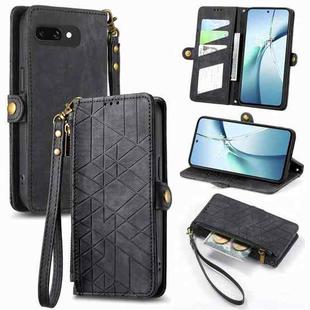 For Google Pixel 9a Geometric Zipper Wallet Side Buckle Leather Phone Case(Black)