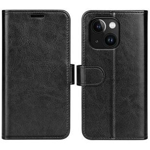 For iPhone 15 R64 Texture Horizontal Flip Leather Phone Case(Black)