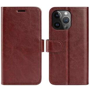 For iPhone 15 Pro R64 Texture Horizontal Flip Leather Phone Case(Brown)