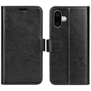 For iPhone 16 R64 Texture Horizontal Flip Leather Phone Case(Black)