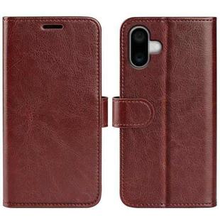 For iPhone 16 Plus R64 Texture Horizontal Flip Leather Phone Case(Brown)