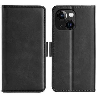 For iPhone 15 Dual-side Magnetic Buckle Horizontal Flip Leather Phone Case(Black)
