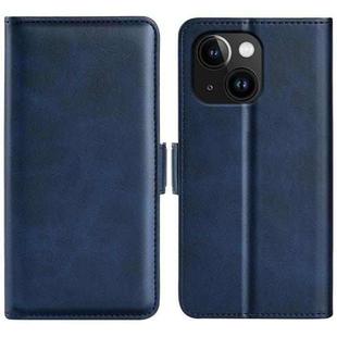 For iPhone 15 Dual-side Magnetic Buckle Horizontal Flip Leather Phone Case(Dark Blue)