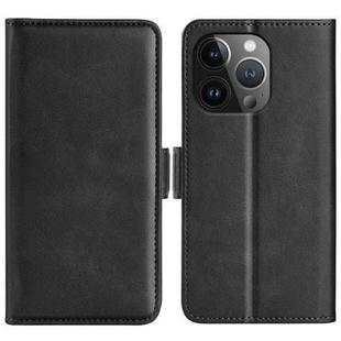 For iPhone 15 Pro Dual-side Magnetic Buckle Horizontal Flip Leather Phone Case(Black)