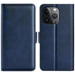 For iPhone 15 Pro Dual-side Magnetic Buckle Horizontal Flip Leather Phone Case(Dark Blue)