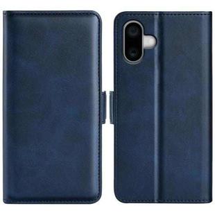 For iPhone 16 Plus Dual-side Magnetic Buckle Horizontal Flip Leather Phone Case(Dark Blue)