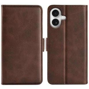 For iPhone 17 Dual-side Magnetic Buckle Horizontal Flip Leather Phone Case(Brown)