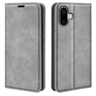 For iPhone 16 Retro-skin  Magnetic Suction Leather Phone Case(Grey)