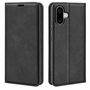 For iPhone 16 Plus Retro-skin  Magnetic Suction Leather Phone Case(Black)