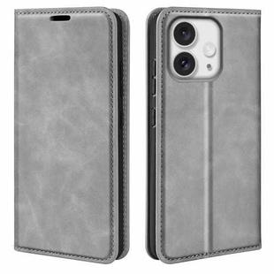 For iPhone 16 Pro Max Retro-skin  Magnetic Suction Leather Phone Case(Grey)