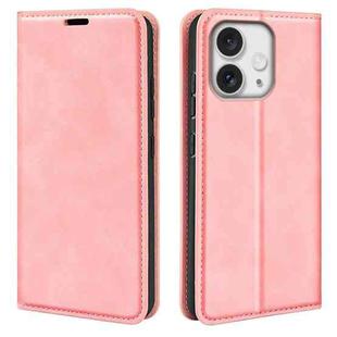 For iPhone 16 Pro Max Retro-skin  Magnetic Suction Leather Phone Case(Pink)