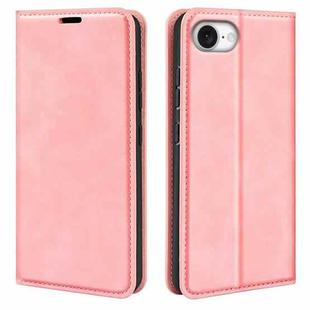 For iPhone 16e Retro-skin  Magnetic Suction Leather Phone Case(Pink)