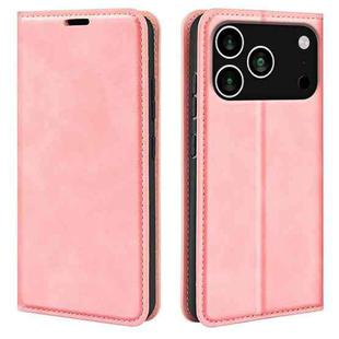 For iPhone 17 Pro Retro-skin Magnetic Suction Leather Phone Case(Pink)