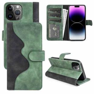 For iPhone 15 Pro Max Stitching Horizontal Flip Leather Phone Case(Green)