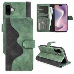 For iPhone 16 Stitching Horizontal Flip Leather Phone Case(Green)