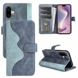 For iPhone 16 Stitching Horizontal Flip Leather Phone Case(Blue)