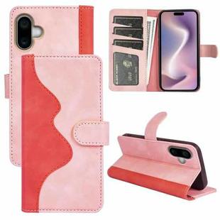 For iPhone 16 Stitching Horizontal Flip Leather Phone Case(Red)