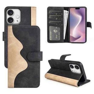 For iPhone 16 Pro Stitching Horizontal Flip Leather Phone Case(Black)