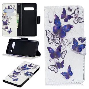 3D Colored Drawing Pattern Horizontal Flip Leather Case for Samsung Galaxy S10, with Holder & Card Slots & Wallet(Butterflies)