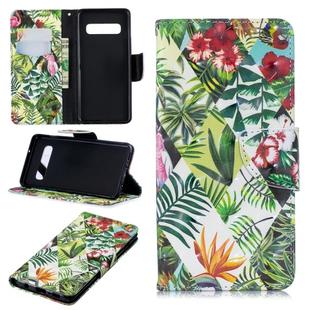 3D Colored Drawing Pattern Horizontal Flip Leather Case for Samsung Galaxy S10, with Holder & Card Slots & Wallet(Banana Leaf)
