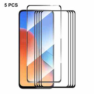 For Redmi 12 5pcs ENKAY Hat-Prince Full Glue High Aluminum-silicon Tempered Glass Film