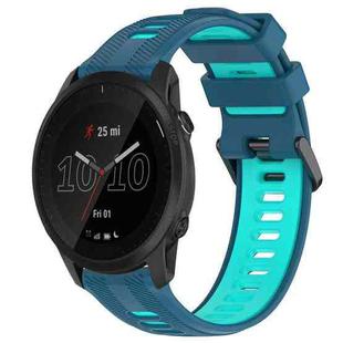 For Garmin Forerunner 945 Sports Two-Color Silicone Watch Band(Blue+Teal)