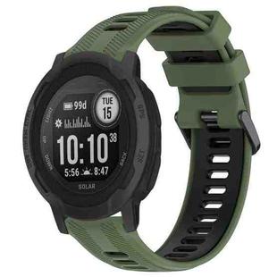 For Garmin Instinct 2 Sports Two-Color Silicone Watch Band(Army Green+Black)